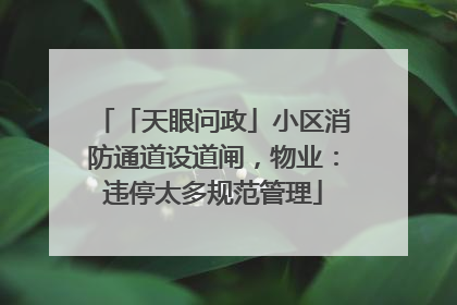「天眼问政」小区消防通道设道闸，物业：违停太多规范管理