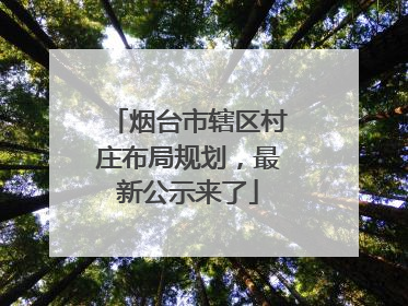 烟台市辖区村庄布局规划，最新公示来了