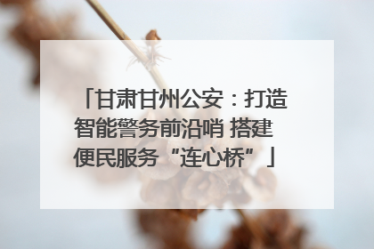 甘肃甘州公安：打造智能警务前沿哨 搭建便民服务“连心桥”