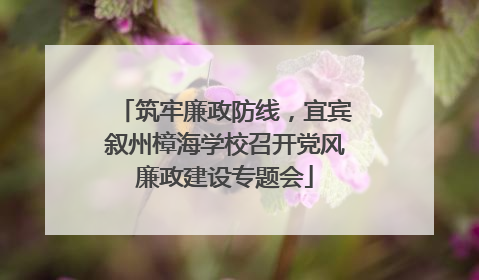 筑牢廉政防线，宜宾叙州樟海学校召开党风廉政建设专题会