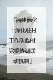 福建德化：深化驻村工作队临时党委协调联动机制