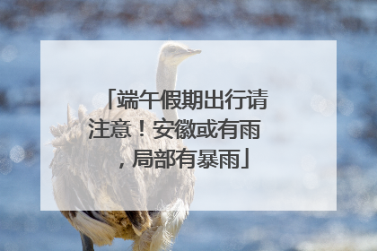 端午假期出行请注意！安徽或有雨，局部有暴雨