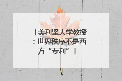 美利坚大学教授：世界秩序不是西方“专利”