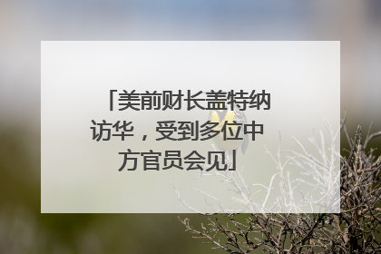 美前财长盖特纳访华，受到多位中方官员会见