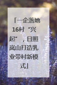 一企落地16村“兴起”，日照岚山打造乳业带村新模式