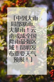 中到大雨局部暴雨、大暴雨！云南或成全国降雨最强区域！昆明发布重要天气预报！
