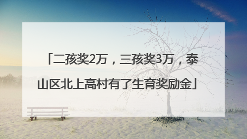 二孩奖2万，三孩奖3万，泰山区北上高村有了生育奖励金