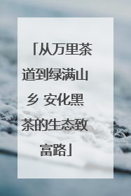 从万里茶道到绿满山乡 安化黑茶的生态致富路