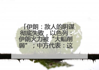 伊朗：敌人的阴谋彻底失败，以色列：伊朗火力被“大幅削弱”；中方代表：这次不能再有欺骗
