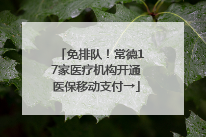 免排队！常德17家医疗机构开通医保移动支付→