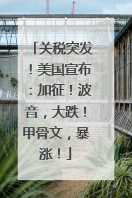 关税突发！美国宣布：加征！波音，大跌！甲骨文，暴涨！