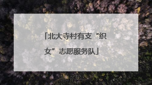 北大寺村有支“织女”志愿服务队
