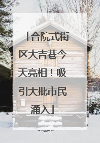 合院式街区大吉巷今天亮相！吸引大批市民涌入