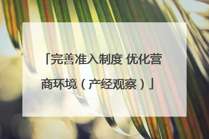 完善准入制度 优化营商环境（产经观察）