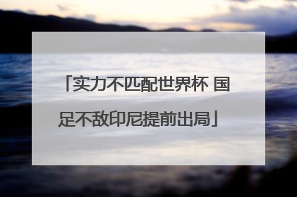 实力不匹配世界杯 国足不敌印尼提前出局