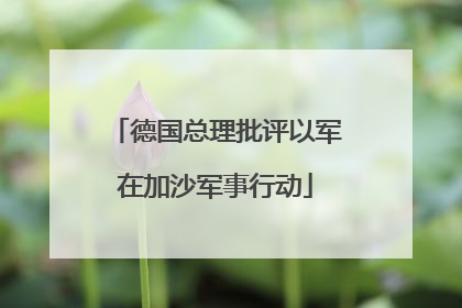 德国总理批评以军在加沙军事行动