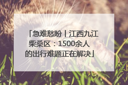 急难愁盼丨江西九江柴桑区：1500余人的出行难题正在解决
