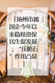 扬州市属国企今年以来稳投资保民生促发展，“压舱石”作用凸显