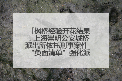 枫桥经验开花结果，上海崇明公安城桥派出所依托刑事案件“负面清单”强化派出所“主防”