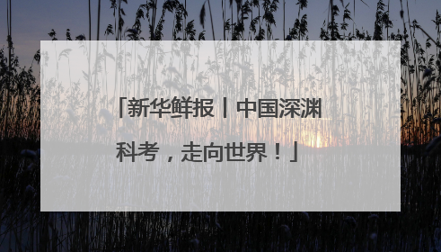新华鲜报丨中国深渊科考，走向世界！