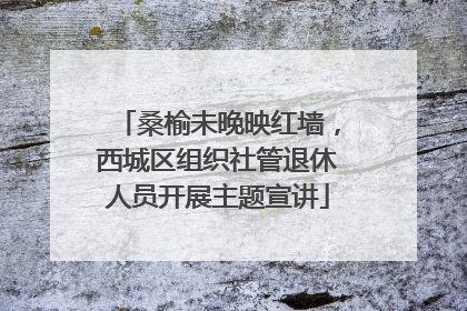 桑榆未晚映红墙，西城区组织社管退休人员开展主题宣讲