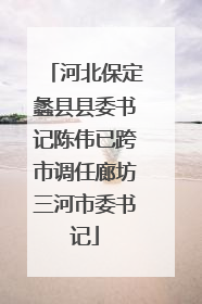 河北保定蠡县县委书记陈伟已跨市调任廊坊三河市委书记