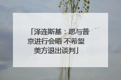 泽连斯基：愿与普京进行会晤 不希望美方退出谈判