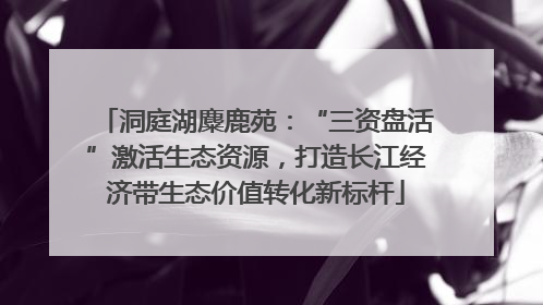 洞庭湖麋鹿苑：“三资盘活”激活生态资源，打造长江经济带生态价值转化新标杆