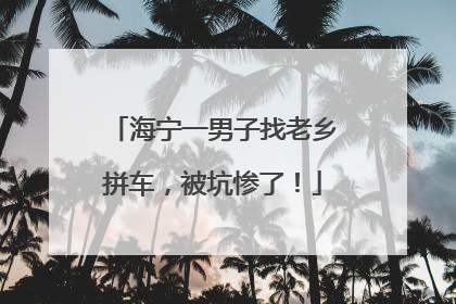 海宁一男子找老乡拼车，被坑惨了！