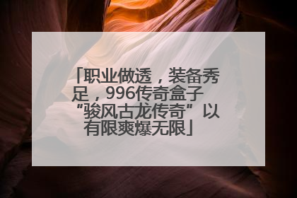 职业做透，装备秀足，996传奇盒子“骏风古龙传奇”以有限爽爆无限