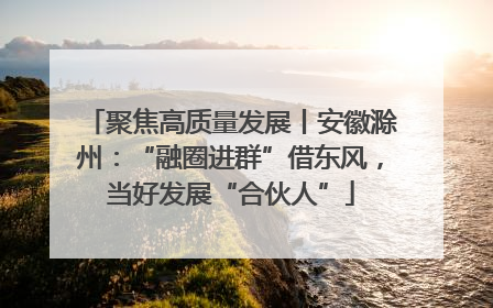 聚焦高质量发展丨安徽滁州：“融圈进群”借东风，当好发展“合伙人”
