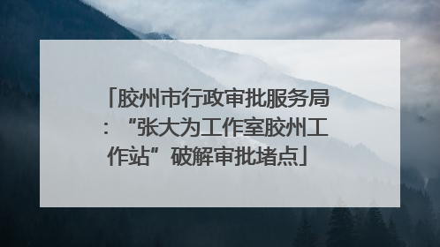 胶州市行政审批服务局：“张大为工作室胶州工作站”破解审批堵点