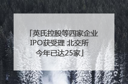 英氏控股等四家企业IPO获受理 北交所今年已达25家