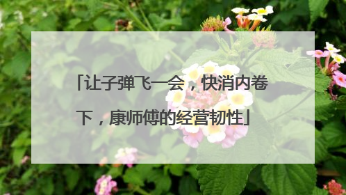让子弹飞一会，快消内卷下，康师傅的经营韧性