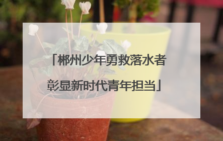 郴州少年勇救落水者 彰显新时代青年担当