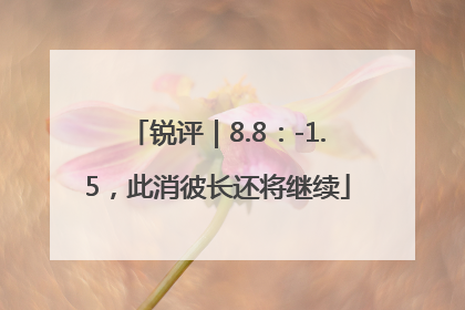 锐评｜8.8：-1.5，此消彼长还将继续