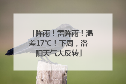 阵雨！雷阵雨！温差17℃！下周，洛阳天气大反转