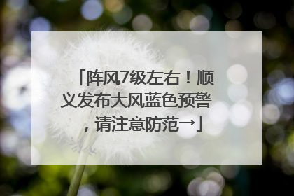 阵风7级左右！顺义发布大风蓝色预警，请注意防范→