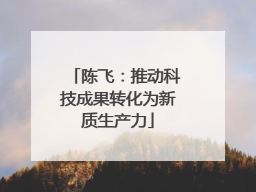 陈飞：推动科技成果转化为新质生产力