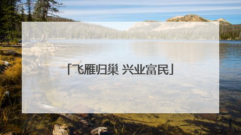 飞雁归巢 兴业富民