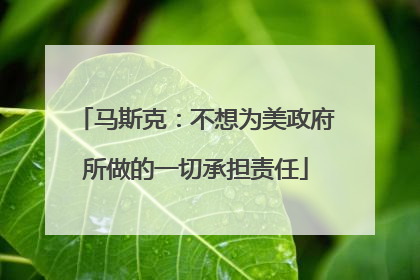 马斯克：不想为美政府所做的一切承担责任